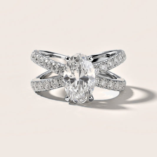 Ilaria Criss Cross Pavé Oval Diamond Engagement Ring in Platinum [studio-metal-20261024]