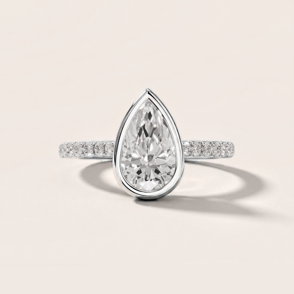 Cora Bezel Pavé Pear Diamond Engagement Ring in Silver [studio-metal-20261024]