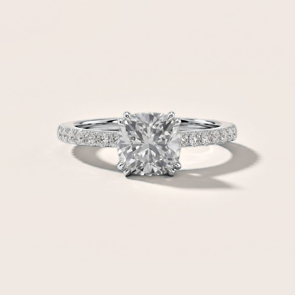 Luna Solitaire Pavé Cushion Diamond Engagement Ring in Silver [studio-metal-20261024]