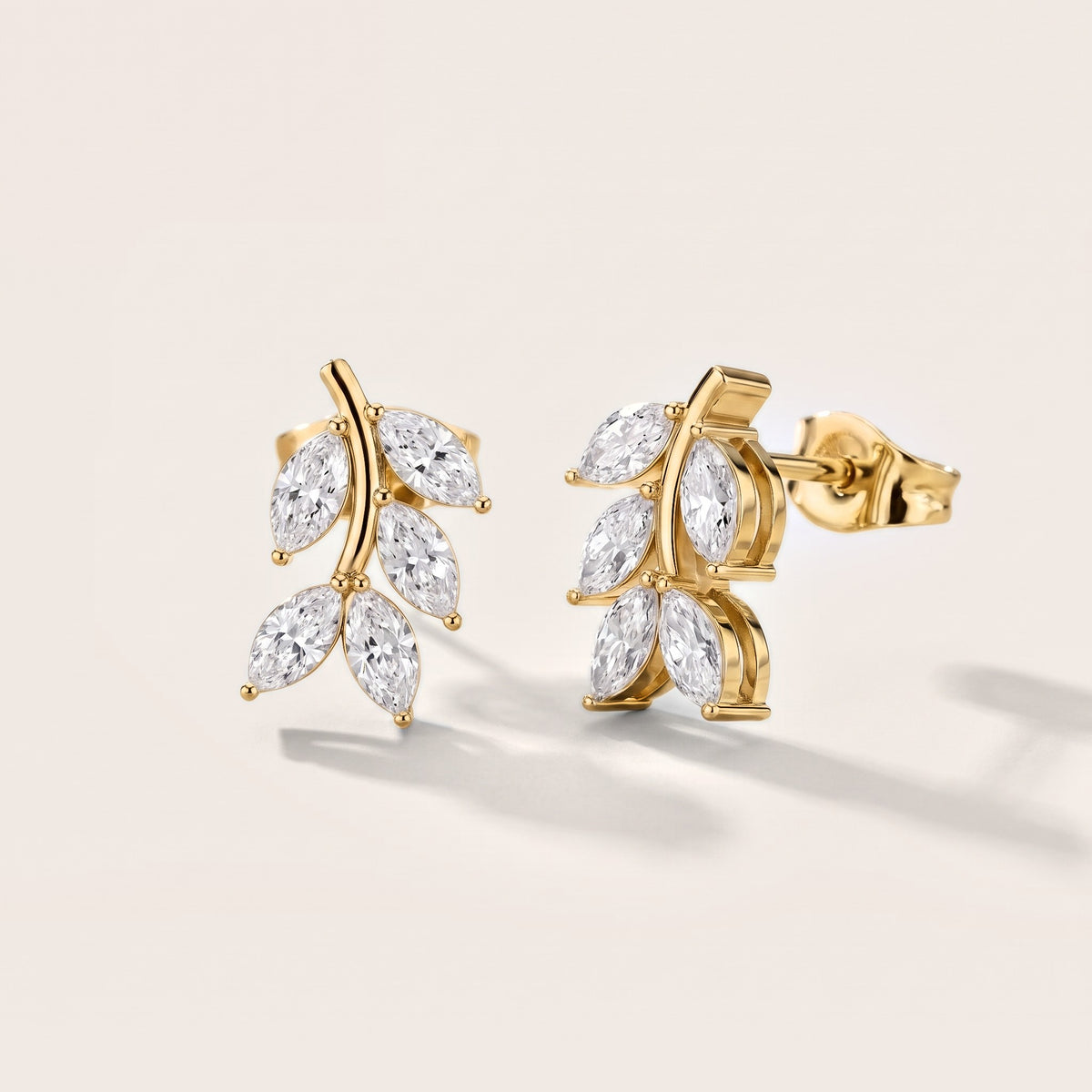 Woodland Sprig Marquise Diamond Earrings in Yellow Gold [studio-metal-20261024]