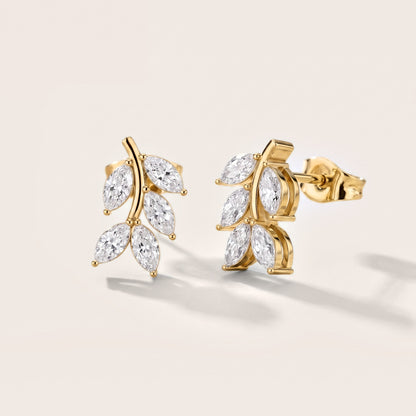 Woodland Sprig Marquise Diamond Earrings in Yellow Gold [studio-metal-20261024]