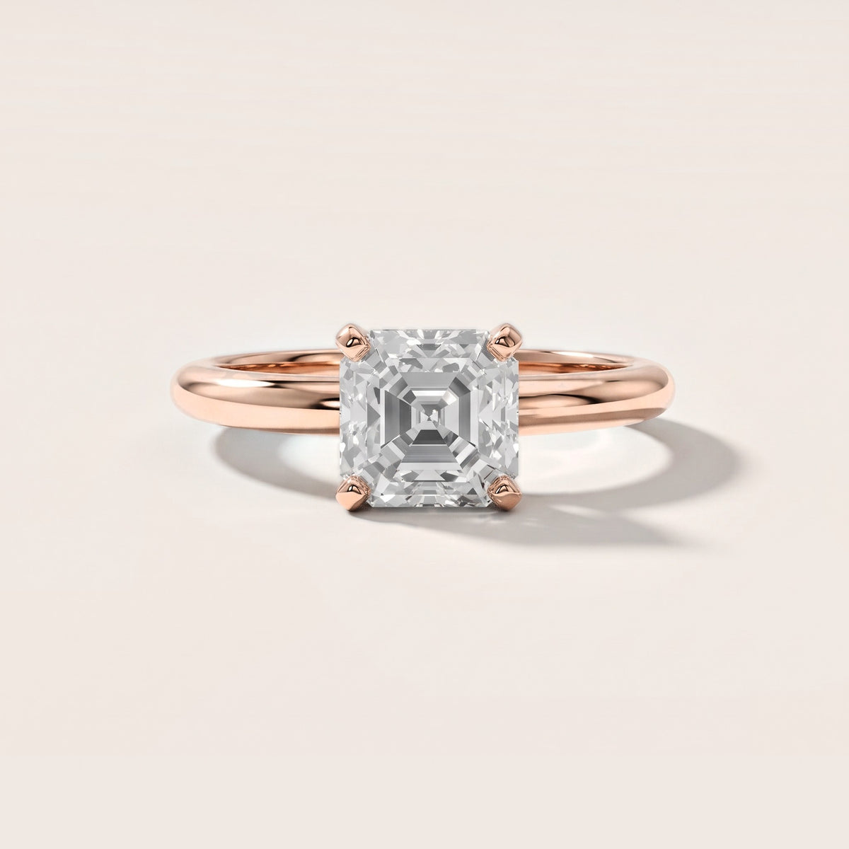 Elena Solitaire Asscher Diamond Engagement Ring in Rose Gold [studio-metal-20261024]