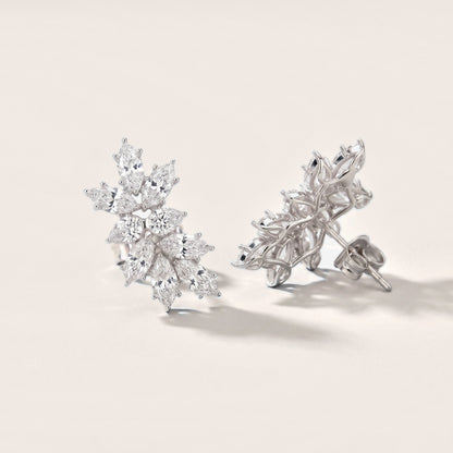 Willow Spray Marquise & Pear Diamond Climber Earrings in Silver [studio-metal-20261024]