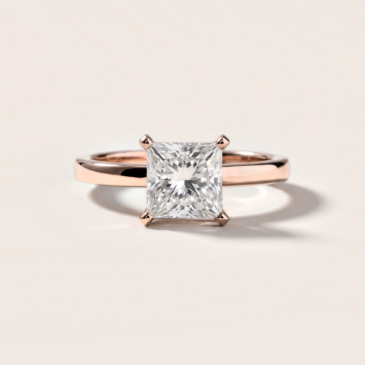 Liana Solitaire Claw Prong Princess Diamond Engagement Ring in Rose Gold [studio-metal-20261024]