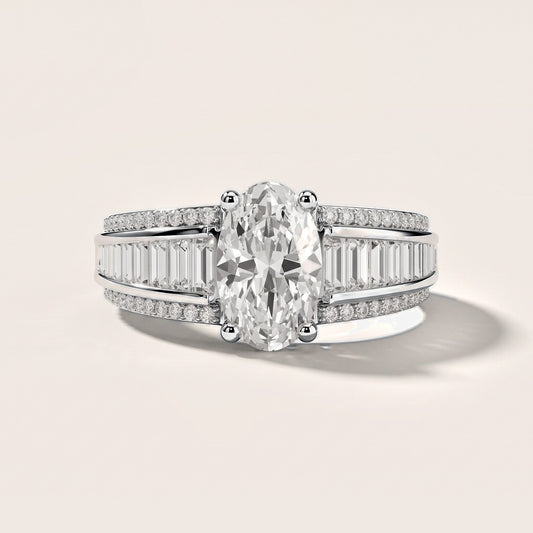 Tara Channel Set Baguette Accent Oval Diamond Engagement Ring in Platinum [studio-metal-20261024]