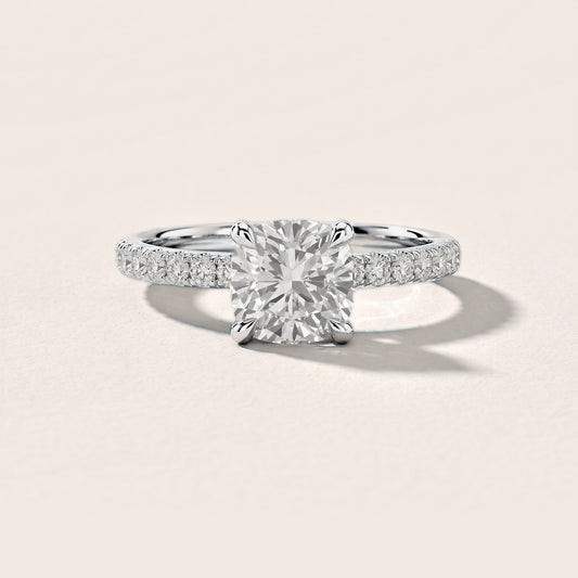 Maya Hidden Halo Pavé Cushion Diamond Engagement Ring in White Gold [studio-metal-20261024]