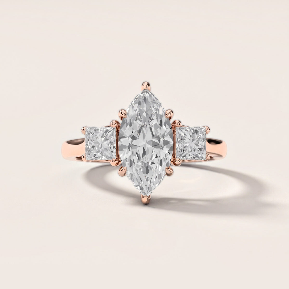Sienna Three-Stone Marquise Diamond Engagement Ring in Rose Gold [studio-metal-20261024]