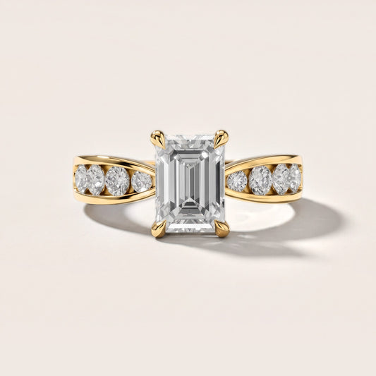 Rosalie Channel Set Sidestone Emerald Diamond Engagement Ring in Yellow Gold [studio-metal-20261024]