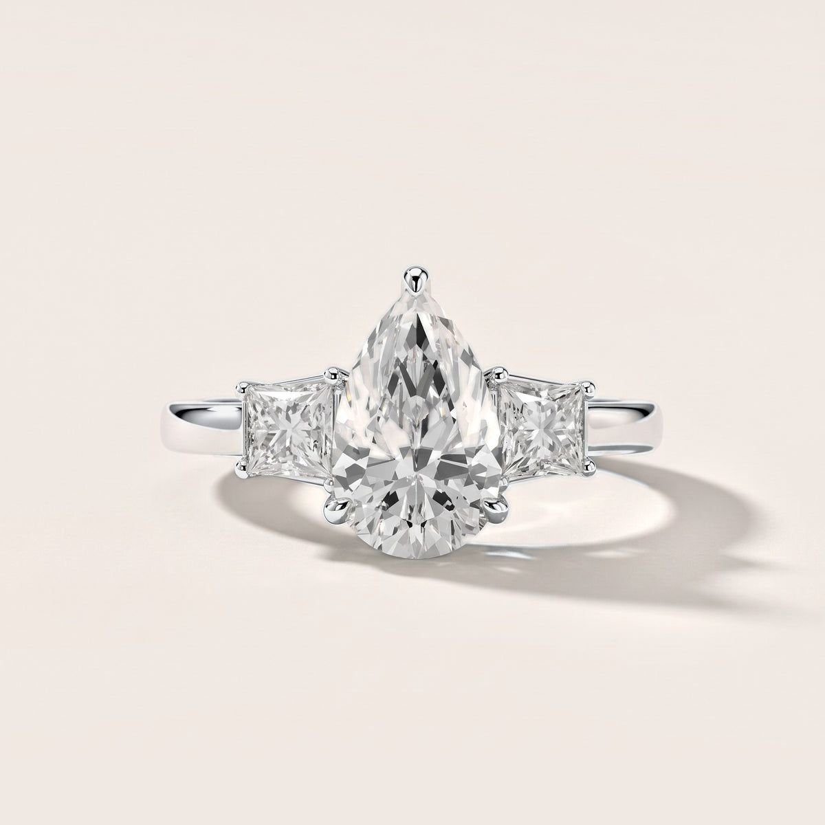 Aria Three-Stone Basket Pear Diamond Engagement Ring in White Gold [studio-metal-20261024]