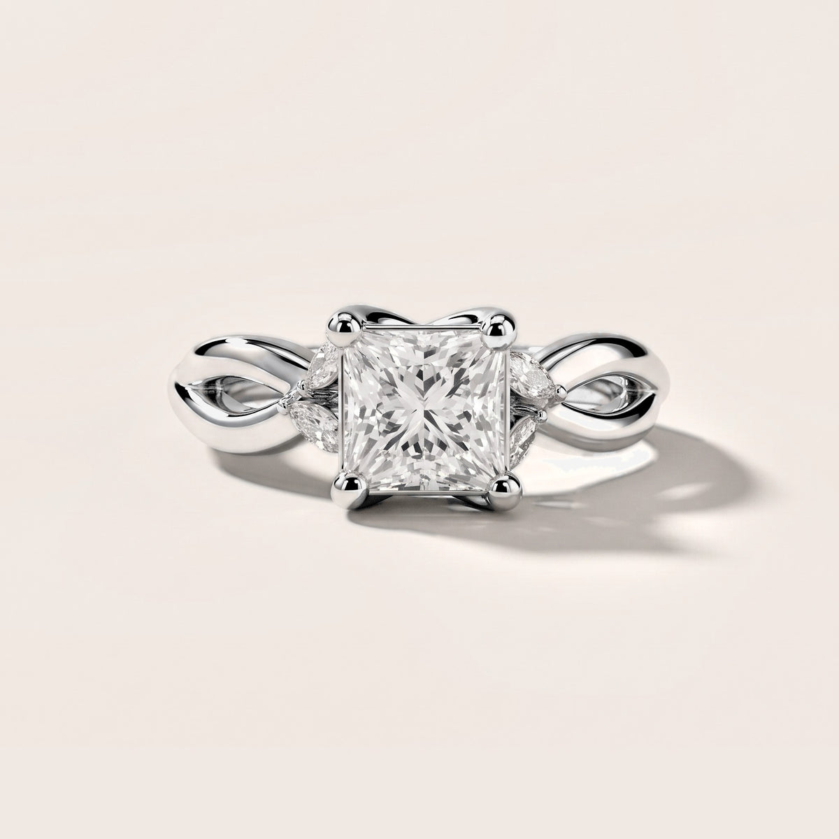 Luna Glow Twisted Princess Diamond Engagement Ring in Platinum [studio-metal-20261024]