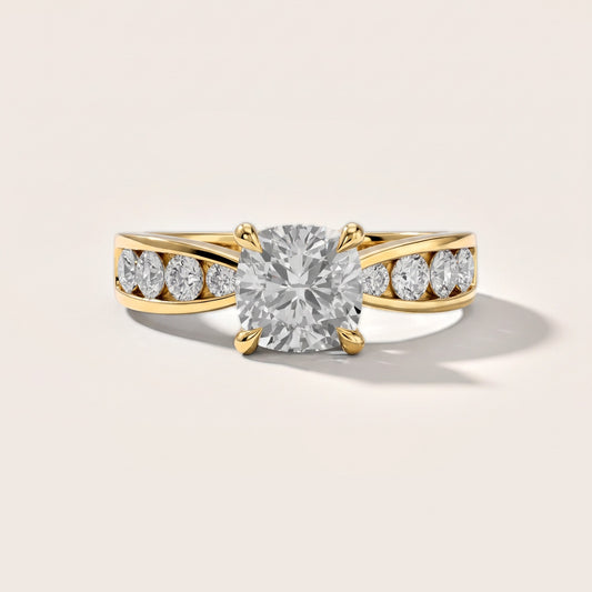 Rosalie Channel Set Sidestone Cushion Diamond Engagement Ring in Yellow Gold [studio-metal-20261024]