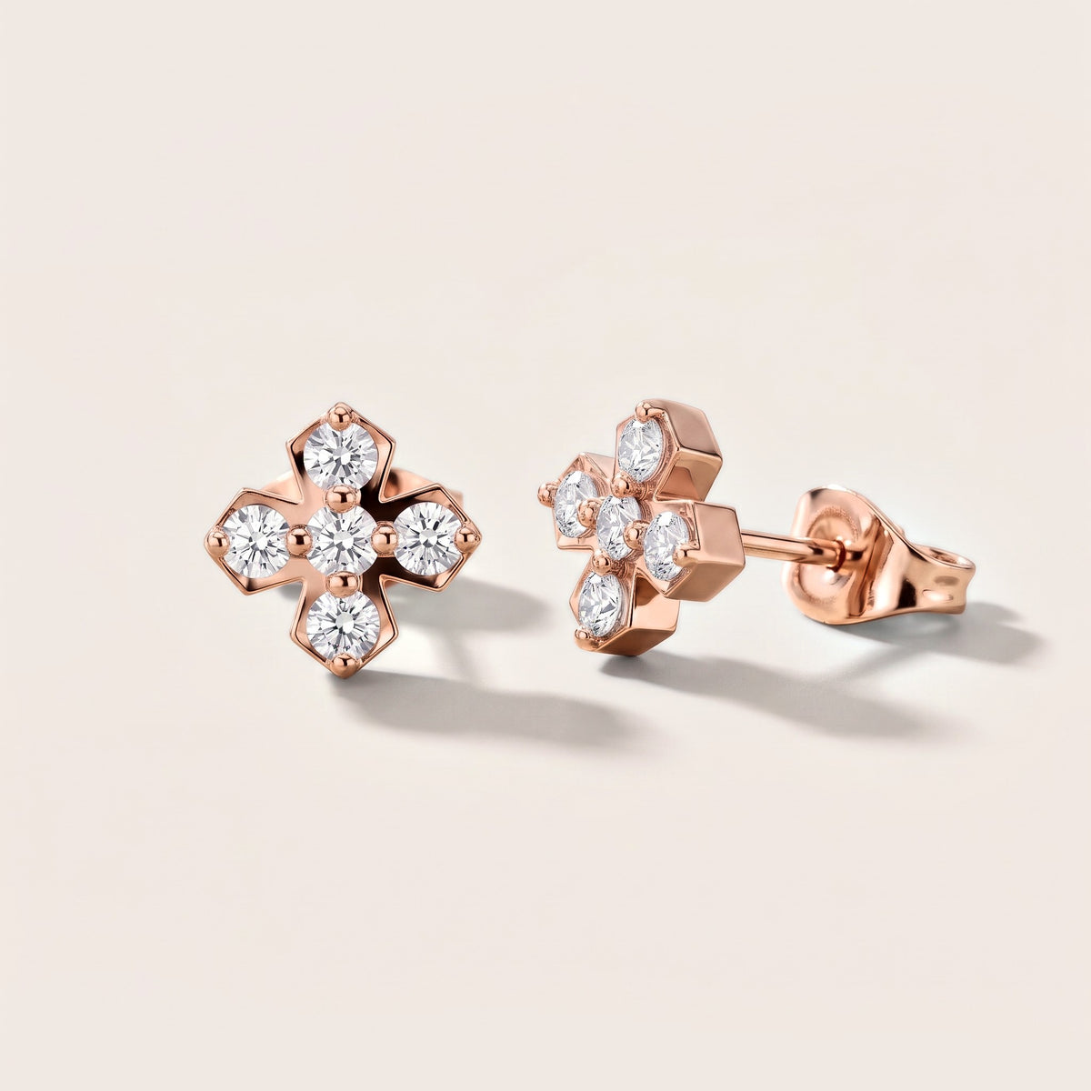 5-Stone Round Diamond Clove Earrings in Rose Gold [studio-metal-20261024]