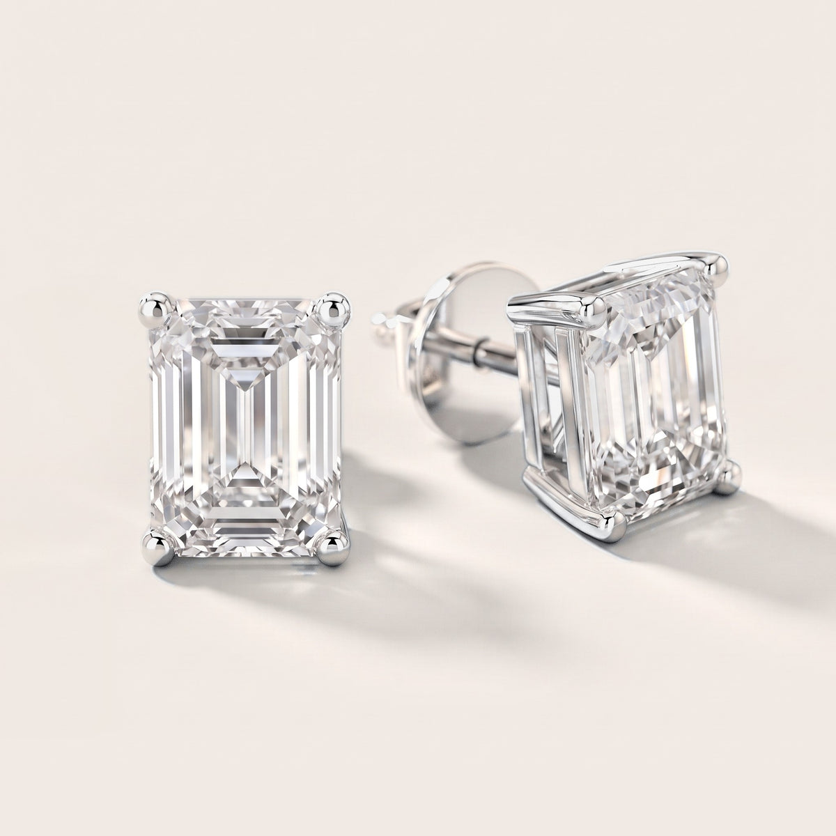 Iris Four-Prong Emerald Diamond Earrings in White Gold [studio-metal-20261024]