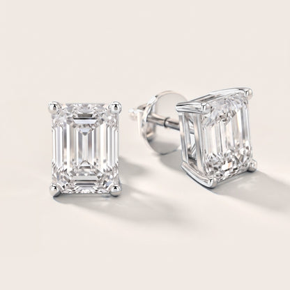 Iris Four-Prong Emerald Diamond Earrings in White Gold [studio-metal-20261024]