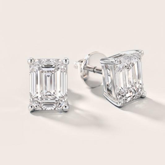 Iris Four-Prong Emerald Diamond Earrings in White Gold [studio-metal-20261024]