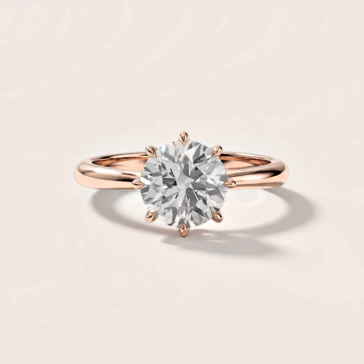 Evie Solitaire Six-Prong Round Diamond Engagement Ring in Rose Gold [studio-metal-20261024]