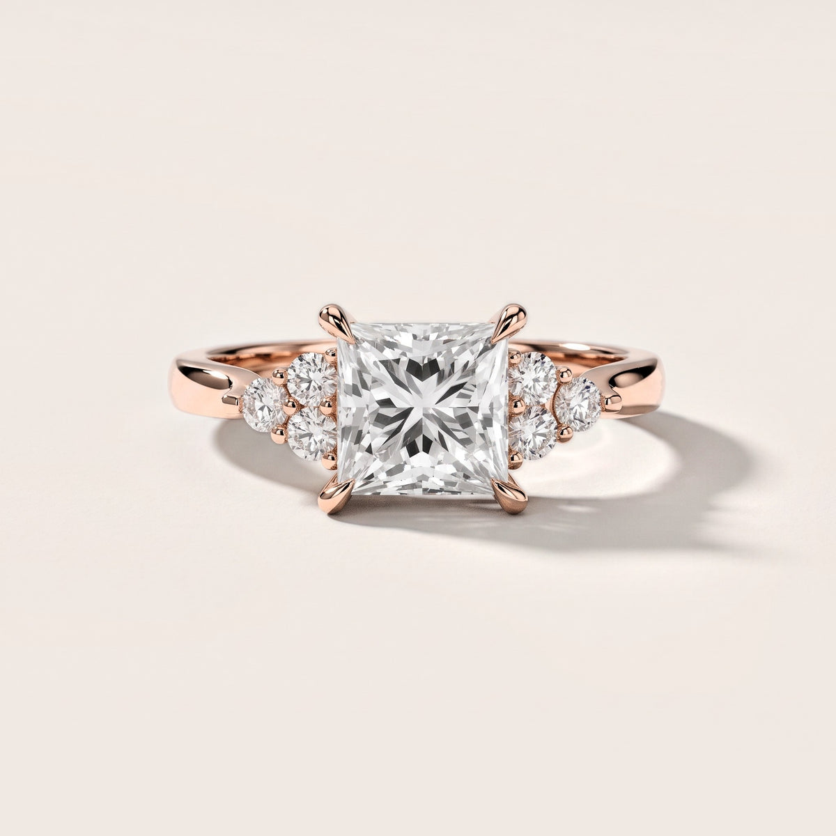 Anya Sidestone Cluster Princess Diamond Engagement Ring in Rose Gold [studio-metal-20261024]