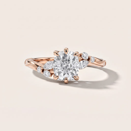 Joanna Milgrain Twist Cushion Diamond Engagement Ring in Rose Gold [studio-metal-20261024]