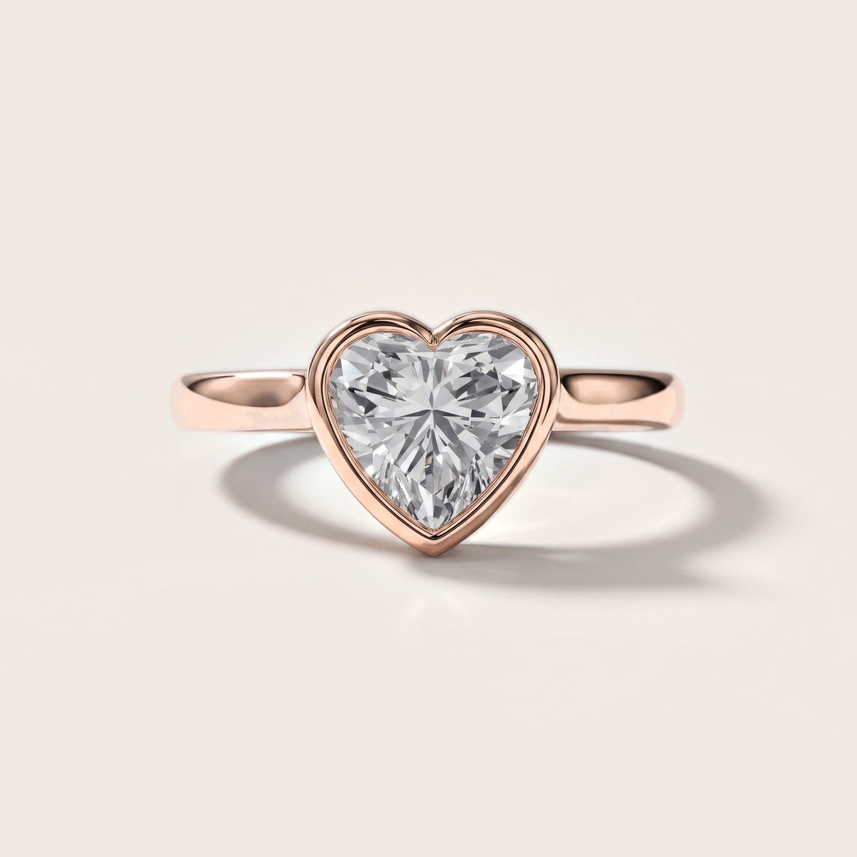 Jolie Bezel Solitaire Heart Diamond Engagement Ring in Rose Gold [studio-metal-20261024]