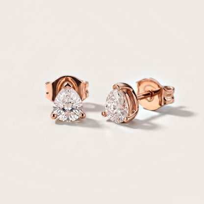 Crystal Drop Pear Diamond Earrings in Rose Gold [studio-metal-20261024]