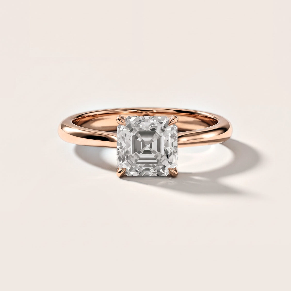 Evie Solitaire Six-Prong Asscher Diamond Engagement Ring in Rose Gold [studio-metal-20261024]