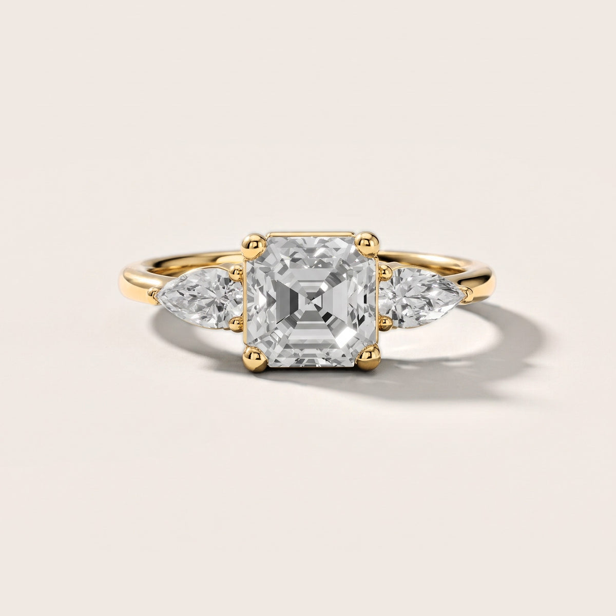 Faye Three-Stone Trellis Asscher Diamond Engagement Ring in Yellow Gold [studio-metal-20261024]