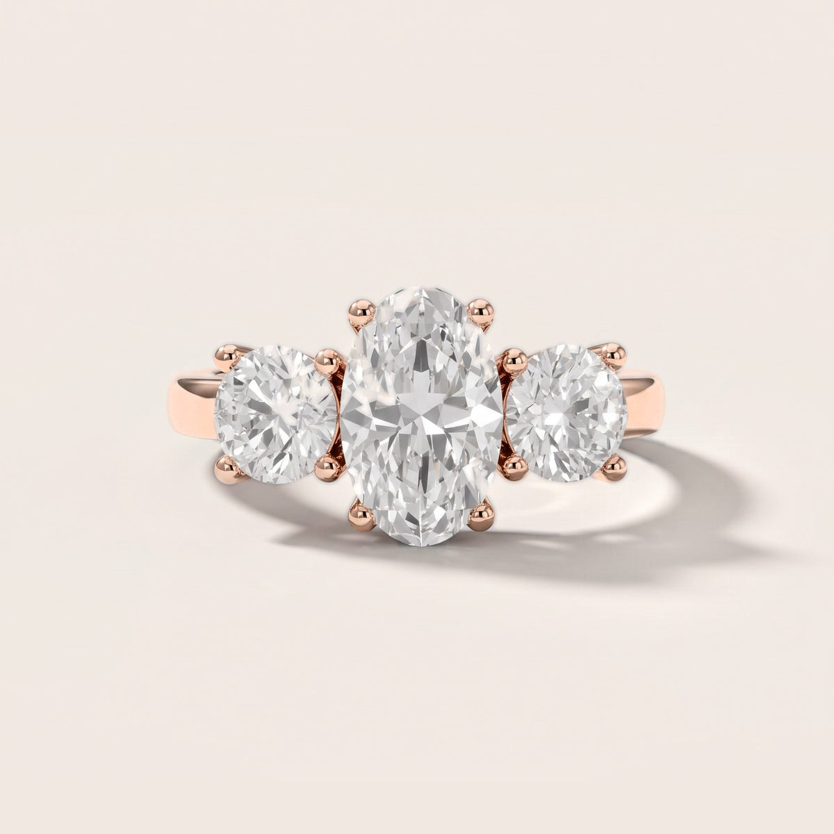 Callie Three-Stone Trellis Oval Diamond Engagement Ring in Rose Gold [studio-metal-20261024]