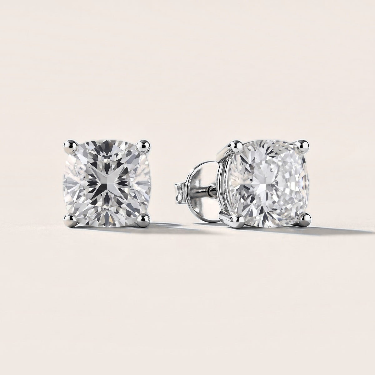 Four Prong Cushion Diamond Stud Earrings in Platinum [studio-metal-20261024]