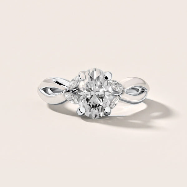 Luna Glow Twisted Oval Diamond Engagement Ring in Silver