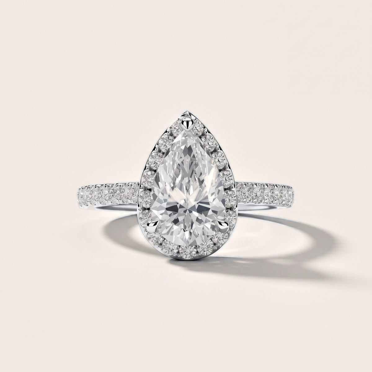 Amara Halo Claw Prong Pear Diamond Engagement Ring in White Gold [studio-metal-20261024]