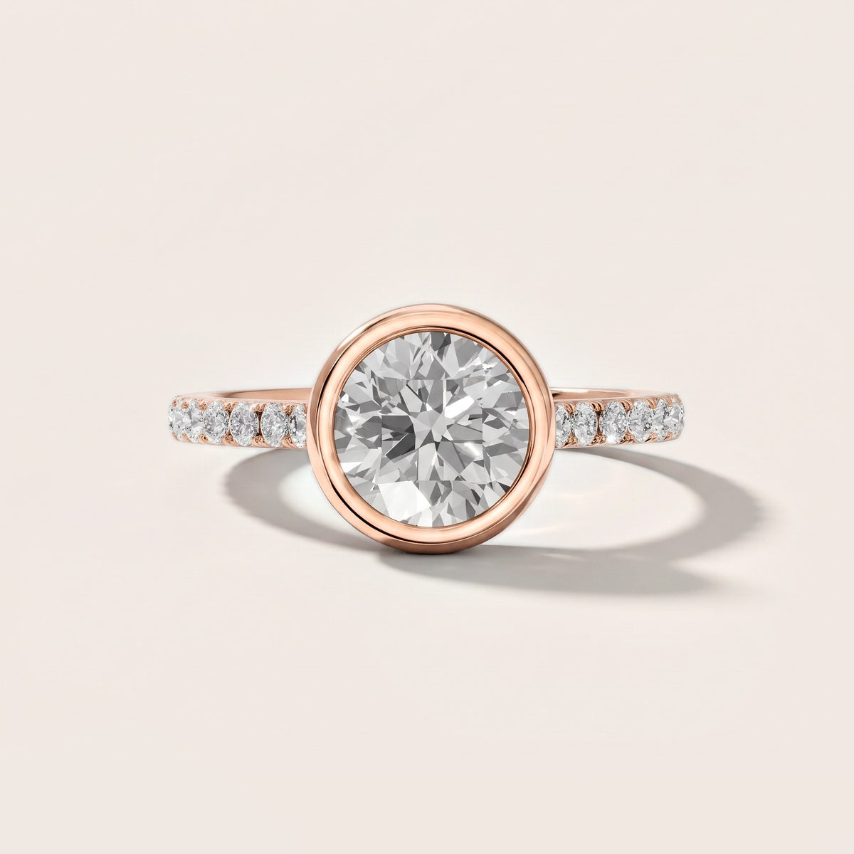 Cora Bezel Pavé Round Diamond Engagement Ring in Rose Gold [studio-metal-20261024]