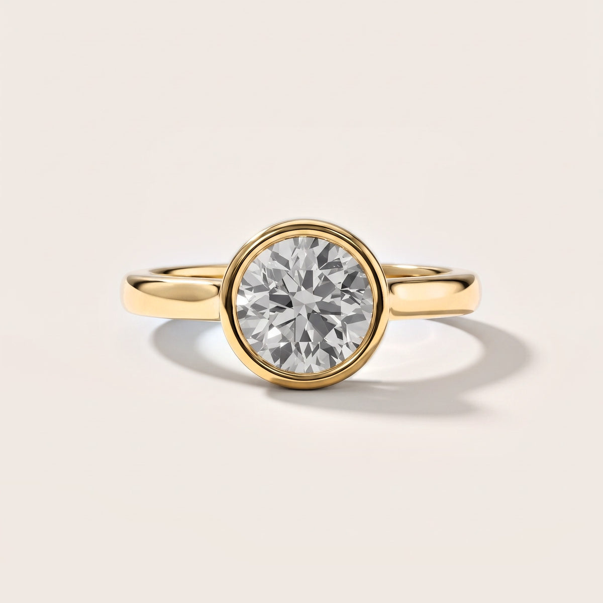 Jolie Bezel Solitaire Round Diamond Engagement Ring in Yellow Gold [studio-metal-20261024]