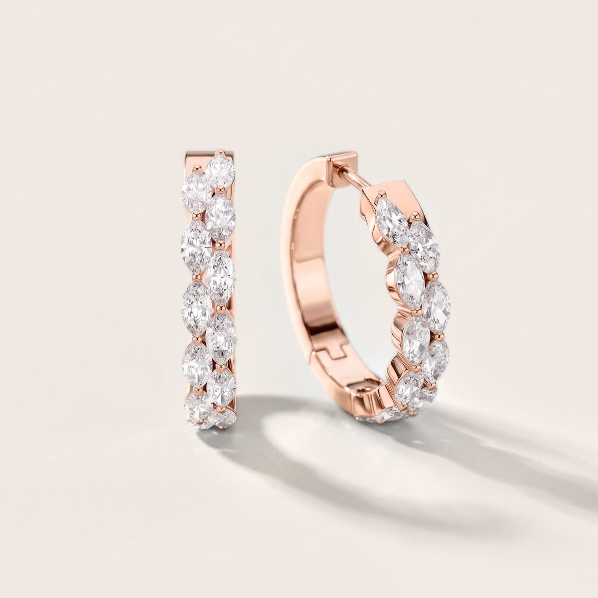 Enchanted Flora Marquise Diamond Hoop Earrings in Rose Gold [studio-metal-20261024]