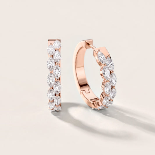 Enchanted Flora Marquise Diamond Hoop Earrings in Rose Gold [studio-metal-20261024]