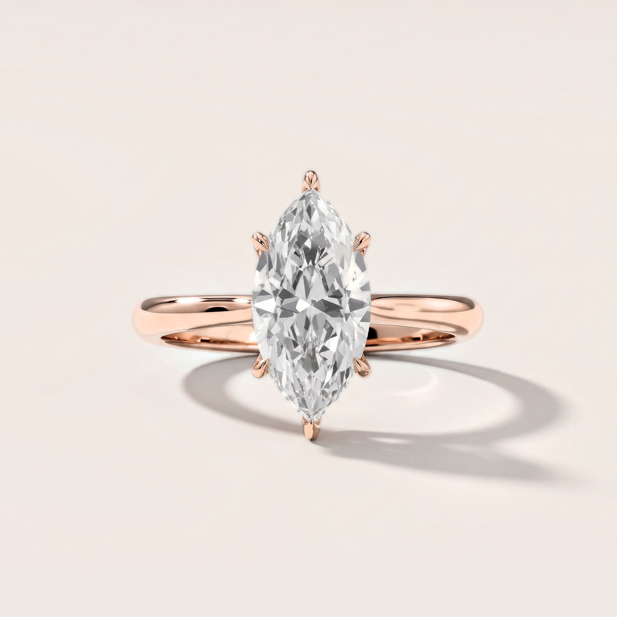 Evie Solitaire Six-Prong Marquise Diamond Engagement Ring in Rose Gold [studio-metal-20261024]