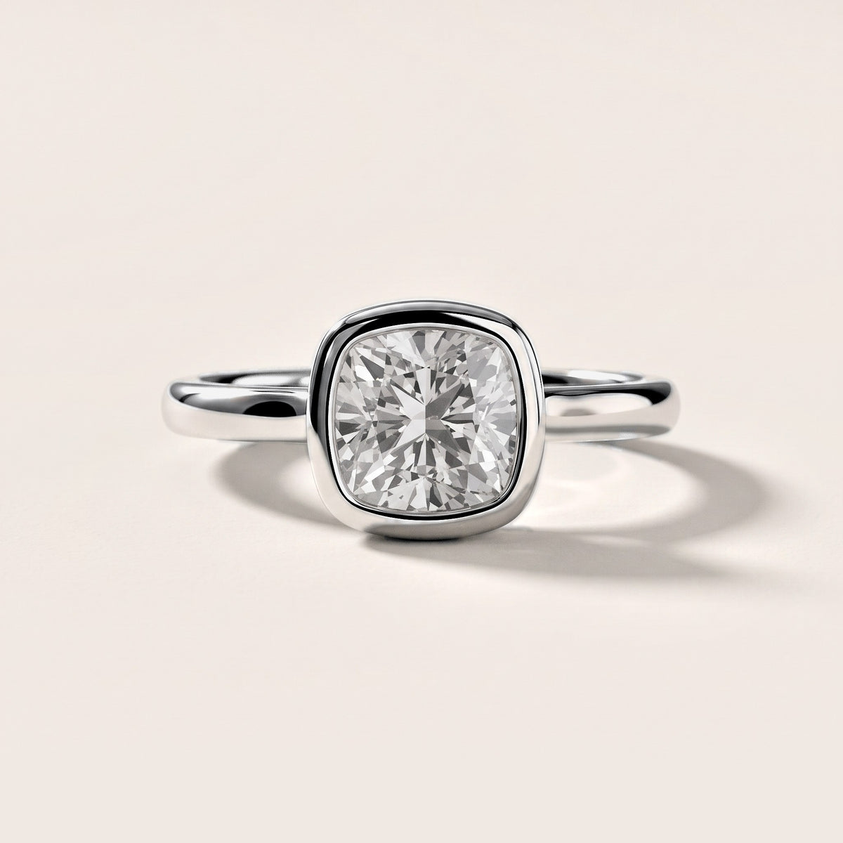 Maeve Bezel Solitaire Cushion Diamond Engagement Ring in Platinum [studio-metal-20261024]