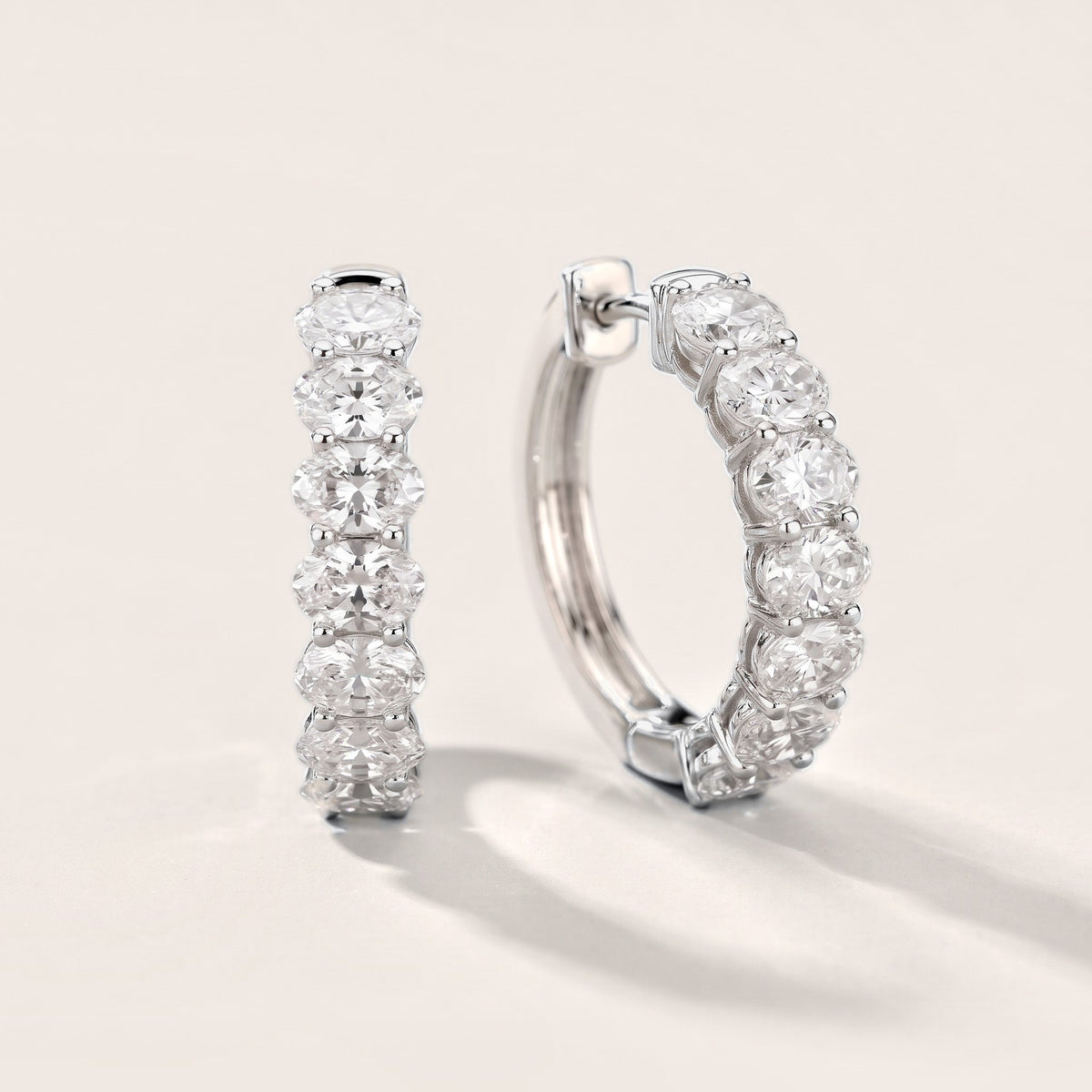 Oval Diamond Hoop Earrings in Silver [studio-metal-20261024]