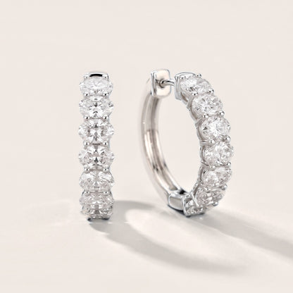 Oval Diamond Hoop Earrings in Silver [studio-metal-20261024]