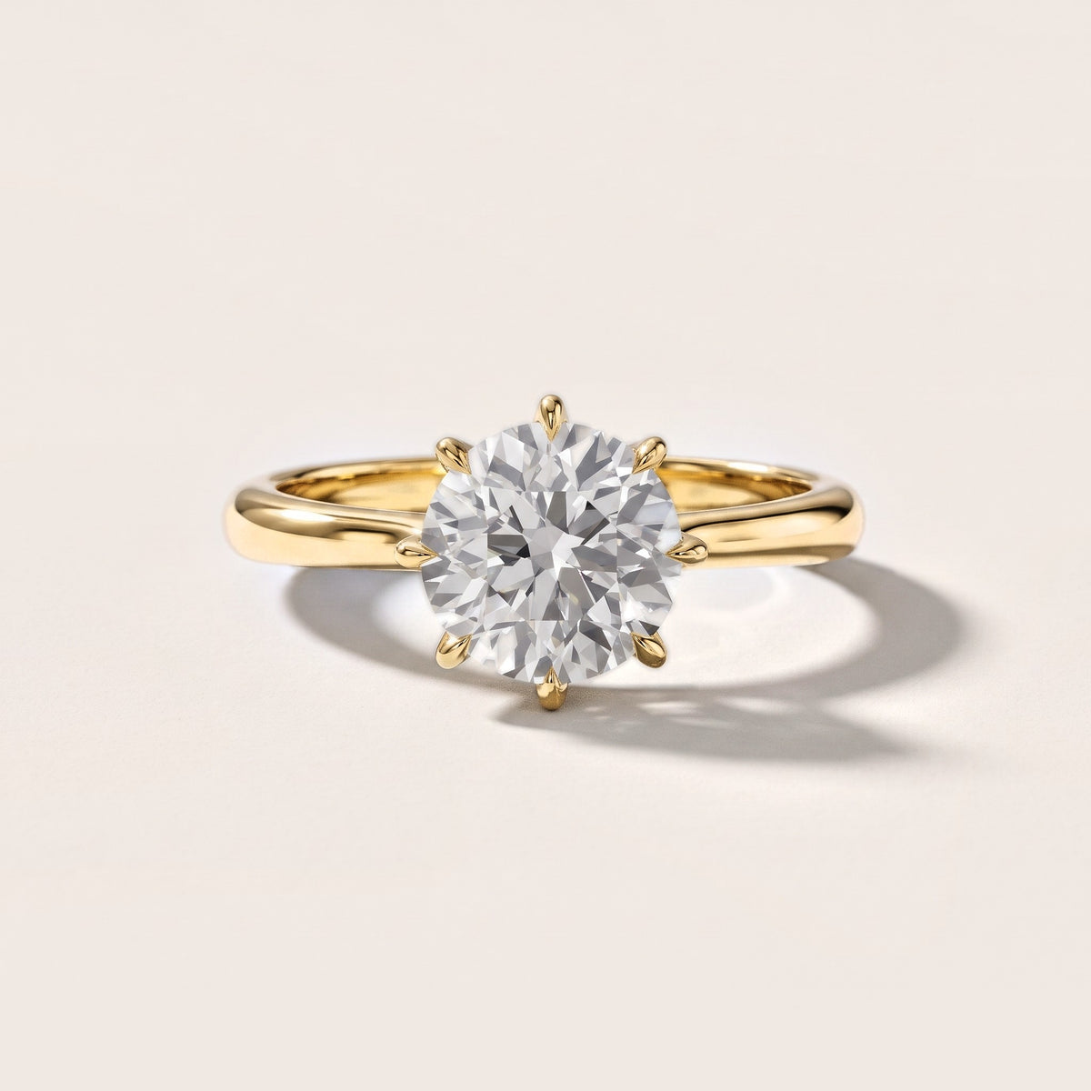 Evie Solitaire Six-Prong Round Diamond Engagement Ring in Yellow Gold [studio-metal-20261024]