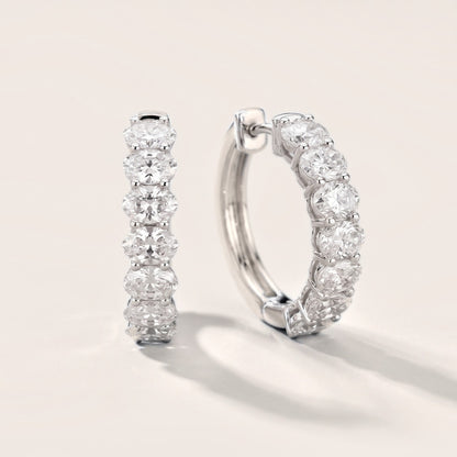 Oval Diamond Hoop Earrings in White Gold [studio-metal-20261024]