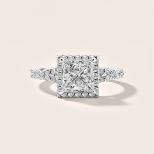 Bella Halo Pavé Princess Diamond Engagement Ring in White Gold [studio-metal-20261024]