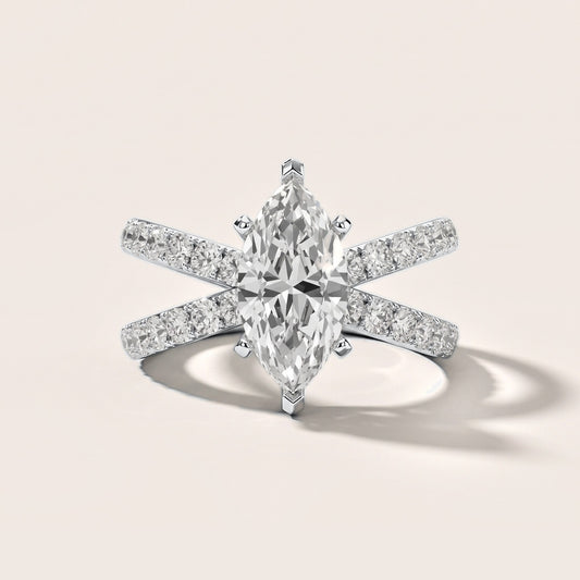 Ilaria Criss Cross Pavé Marquise Diamond Engagement Ring in White Gold [studio-metal-20261024]