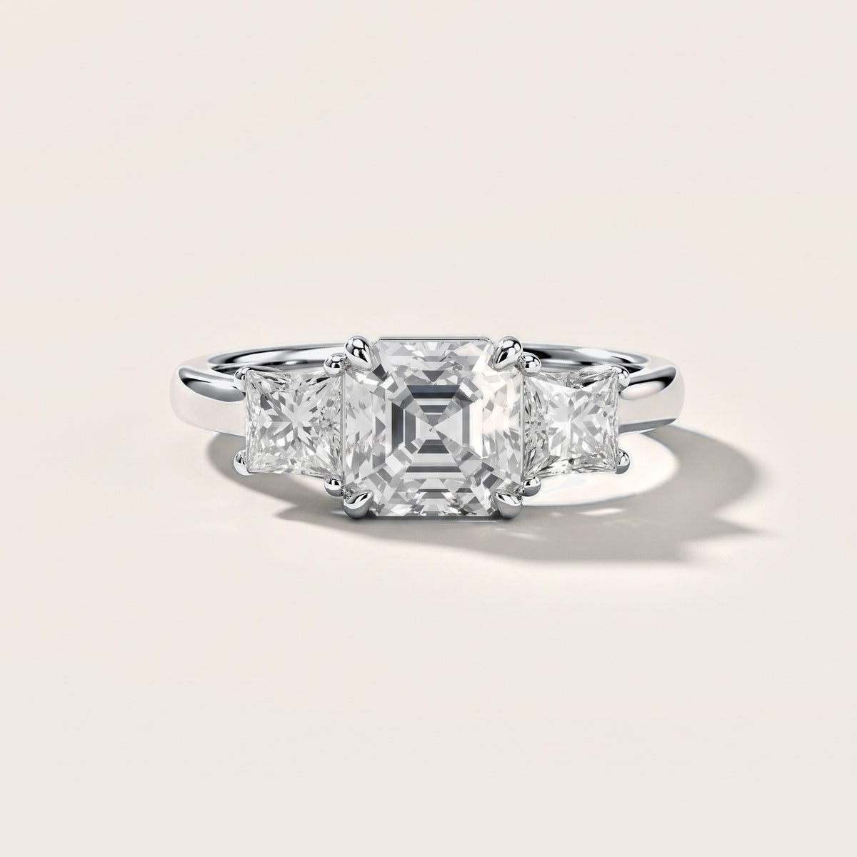 Sienna Three-Stone Asscher Diamond Engagement Ring in Silver [studio-metal-20261024]
