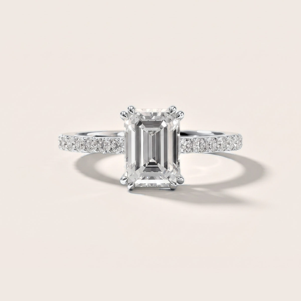 Luna Solitaire Pavé Emerald Diamond Engagement Ring in Platinum [studio-metal-20261024]