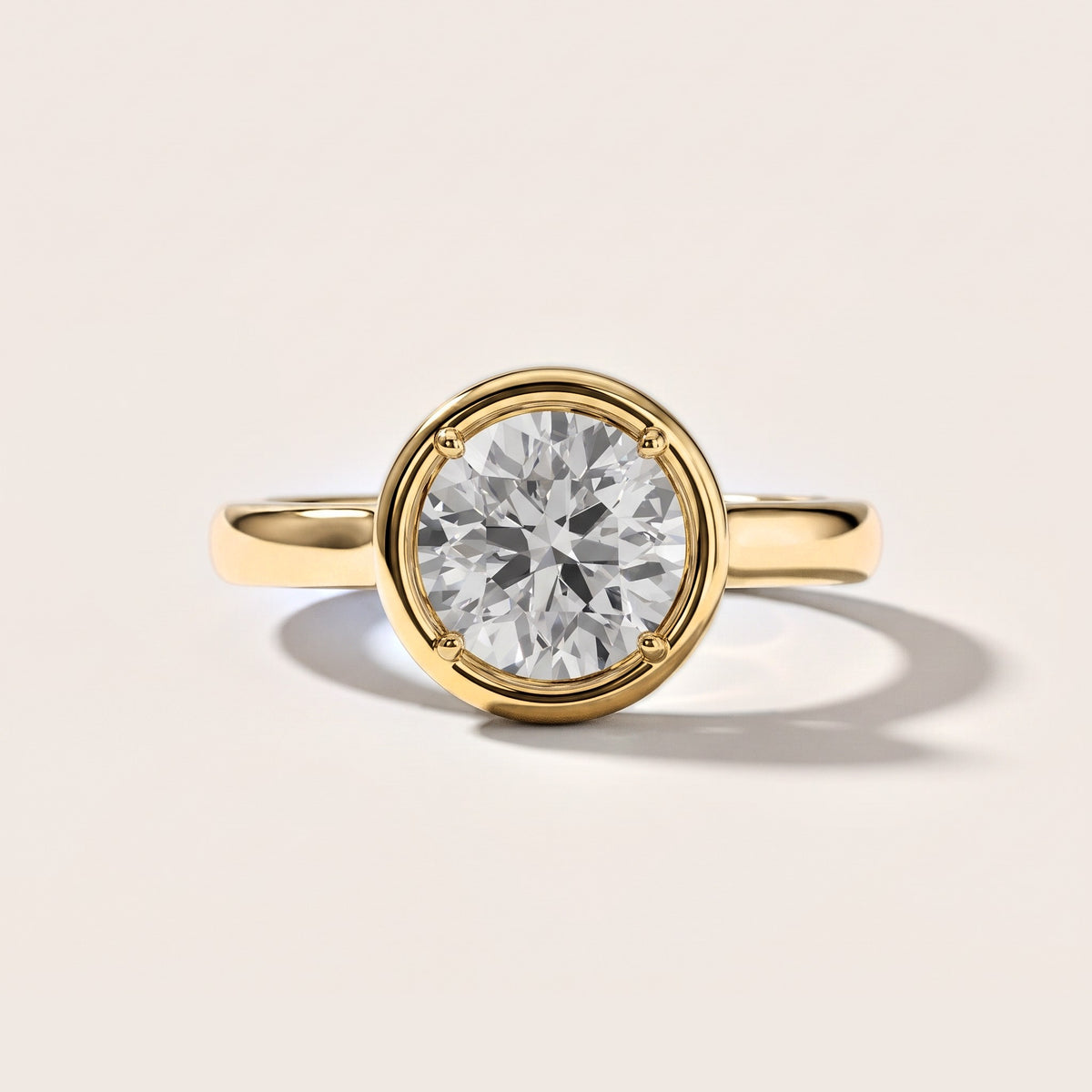 Alina Bezel Solitaire Round Diamond Engagement Ring in Yellow Gold [studio-metal-20261024]