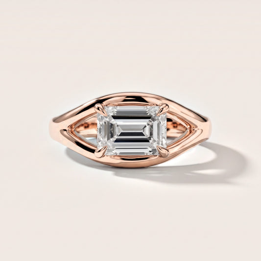 Madeleine Split Shank Emerald Diamond Engagement Ring in Rose Gold [studio-metal-20261024]