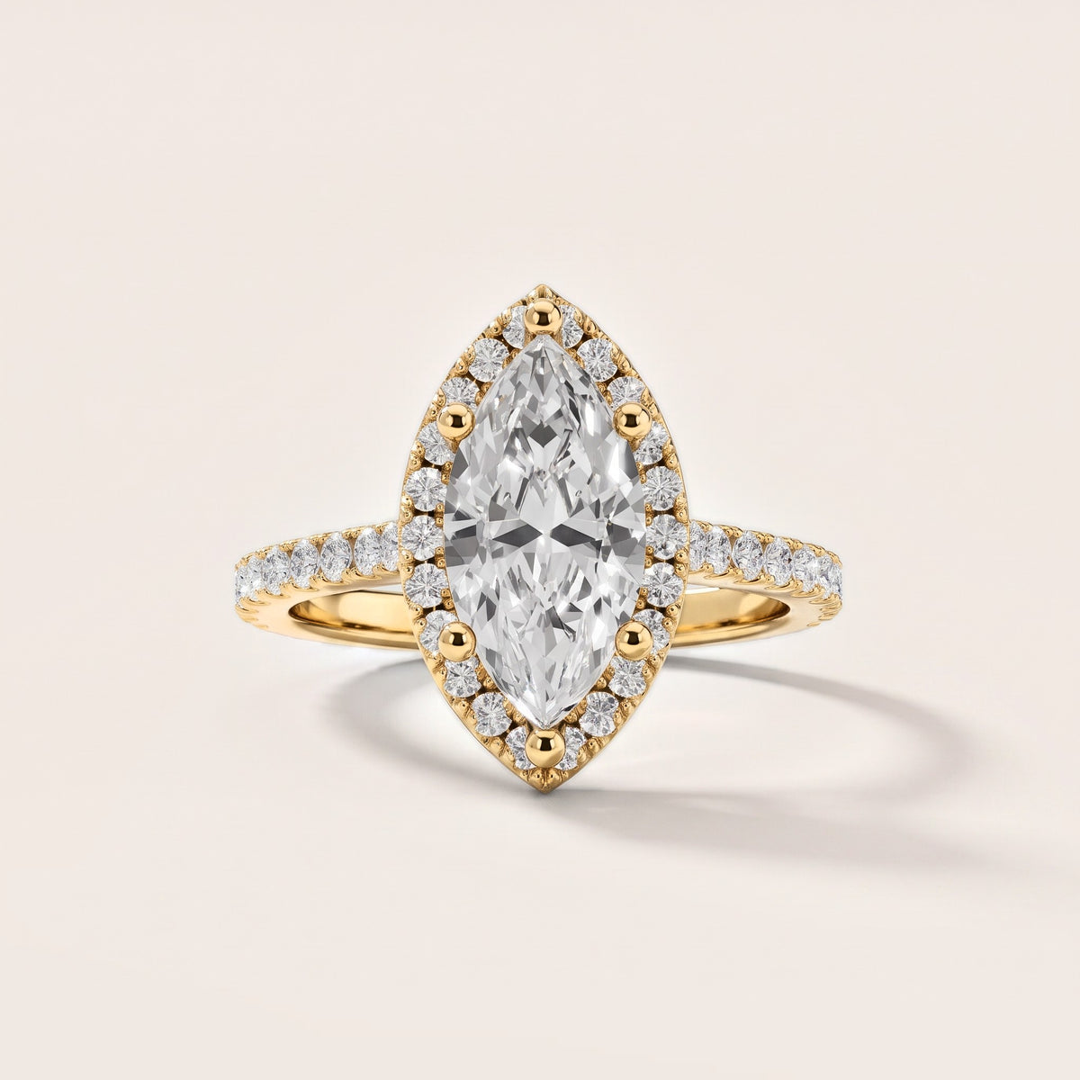 Sophie Halo Pavé Marquise Diamond Engagement Ring in Yellow Gold [studio-metal-20261024]