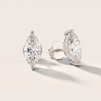 Almond Bloom Marquise Diamond Earrings in Silver [studio-metal-20261024]