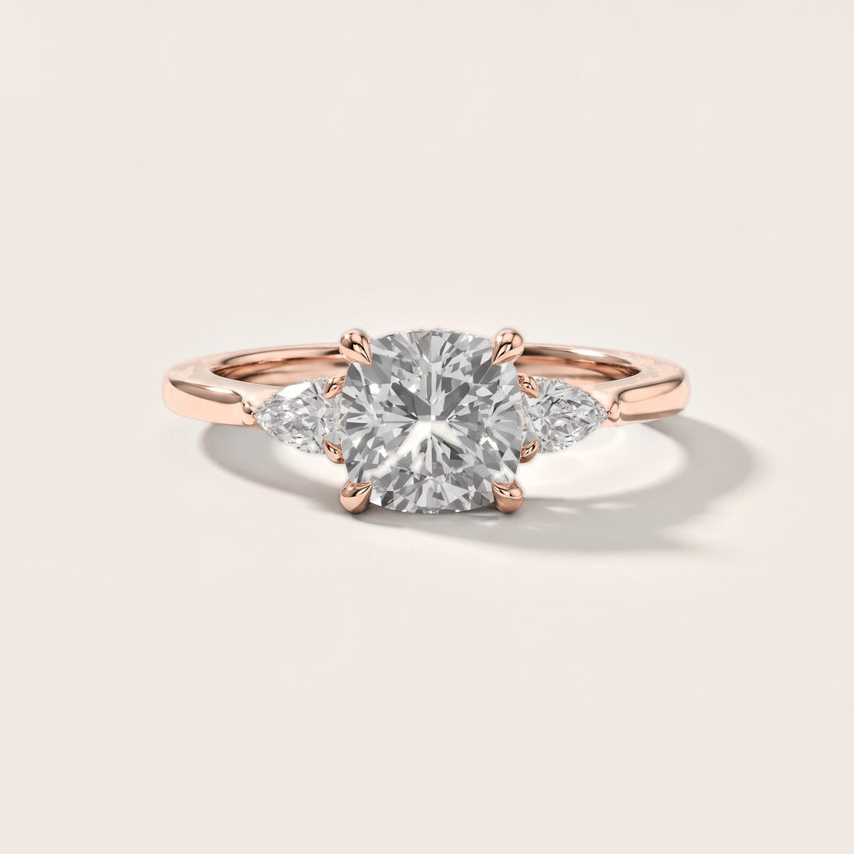 Leila Three-Stone Cushion Diamond Engagement Ring in Rose Gold [studio-metal-20261024]