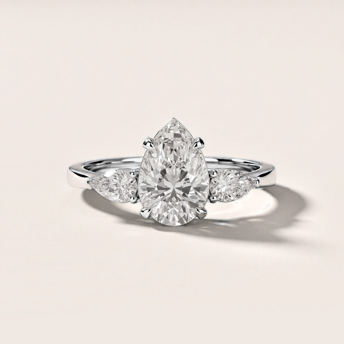 Grace Three Stone Pear Diamond Engagement Ring in Silver [studio-metal-20261024]